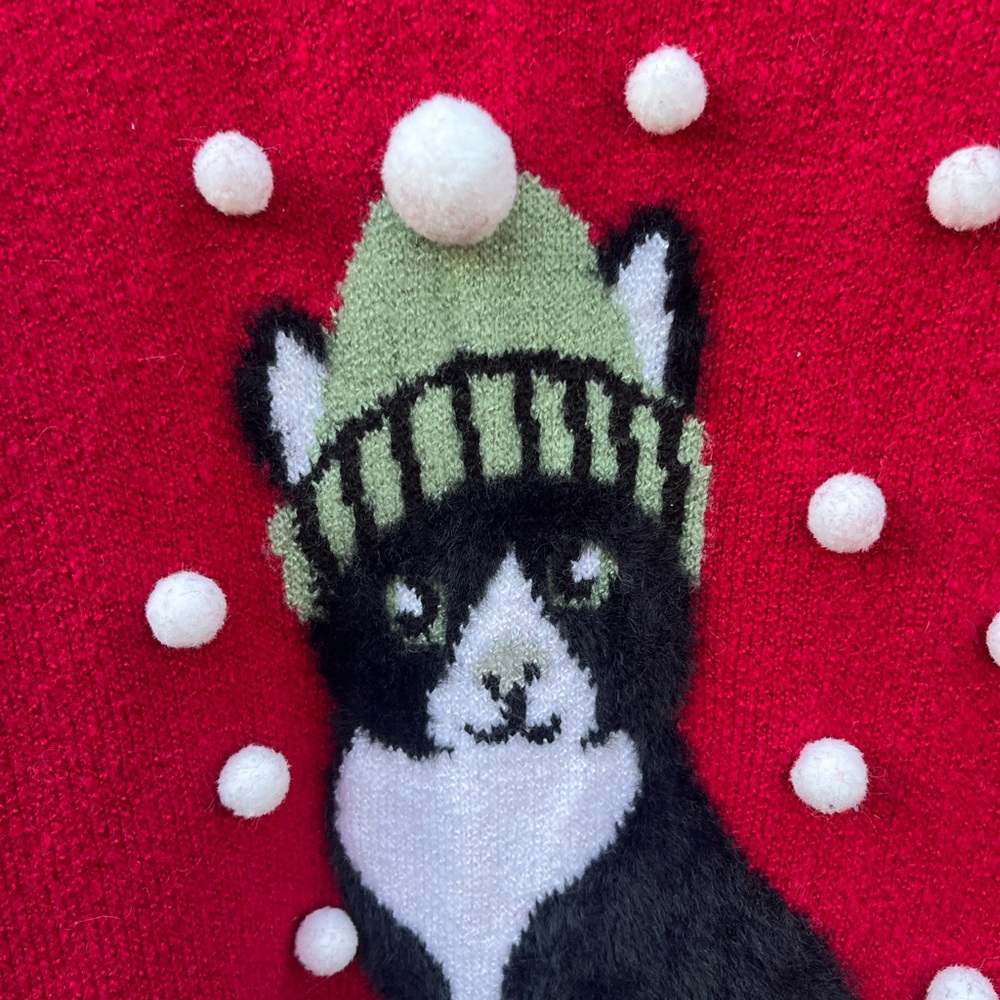 Red Christmas Tuxedo Cat Sweater 2x - Picture 2 of 7